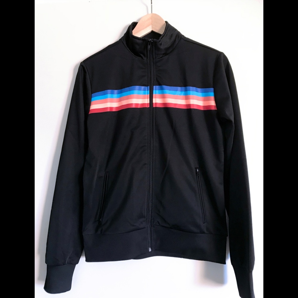 Striped Black Track Jacket - Forever 21